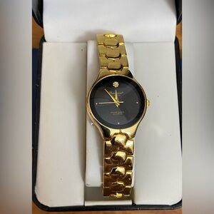 NEW Gruen Precision Women's Elegant Gold and Black Quartz Watch